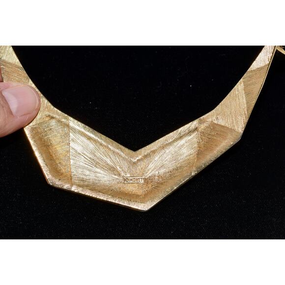 MONET Vintage Enamel Art Deco Choker Collar Statement Necklace - Picture 3 of 8